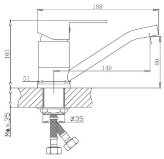 Смеситель для кухни Haiba HB45802 сталь